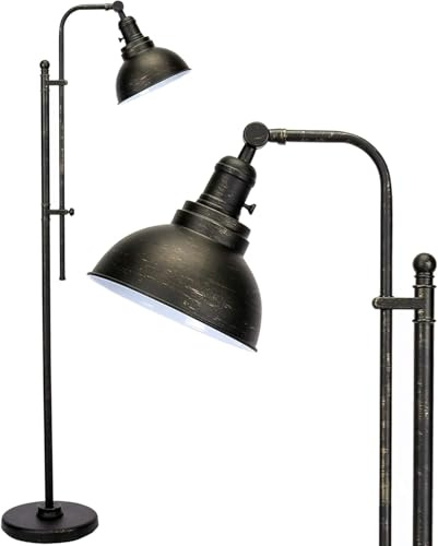 VONLUCE Floor Lamp for Living Room, 65 Tall Industrial Floor Lamp, Adjustable Height & Head Vintage Metal Standing Reading Pole Lamp for Bedroom, Office, Farmhouse