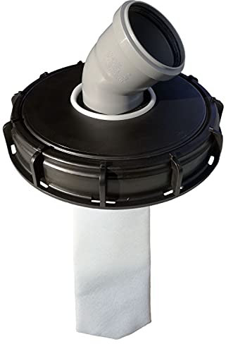 FN-Technik IBC lid filter, rain water filter lid, DN 225 HT DN 75 felt, HT DN 75: bend DN 75 45°