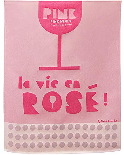 Moutet Torchon Küchenhandtuch Geschirrtuch Handtuch, hochwertige Baumwolle in Frankreich gewebt, limitiertes Motiv La Vie en rosé