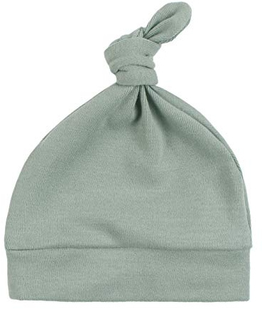 JANGANNSA Gray Green Top Knot Baby Hat Newborn Boys Girls Beanie Infant Cotton Stretchy Hats Spring Summer (Gray Green, S)