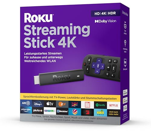 Roku Clé de Streaming 4K | 4K/HDR/Dolby Vision Streaming Media Player | Fonctionne Uniquement en Allemagne