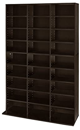 Lillyvale 837CD/396DVD Storage Unit Case Shelf Cabinet Rack Bookcase Tower Organizer Adjustable Wooden Book Blu ray Video Games (Brown)