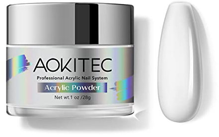 Aokitec Clear Acrylic Powder for Nails, Professional Acrylic Nail Powder,Lasting Acrylic Powder for Extension French Nail Art, Acrylic Nail Supplies Sets for Nails Beginners or Salon (1oz)
