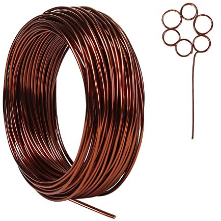 12 Gauge Aluminum Bonsai Wire, 100 Feet 2mm Thick Bendable Metal Craft Wire for Sculpting, Modelling, Skeleton, Floral Making, Crafting, Weaving and Wrapping (Bronze)