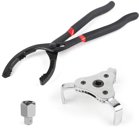 DBREAKS Ölfilterzange&Ölfilterspinne, Ölfilter-Entfernungswerkzeug&Ölwechselwerkzeug, Verstellbarer Ölfilterschlüssel mit rutschfestem Griff, Ölfilterspinne 3-Armig, Ölfilterkralle