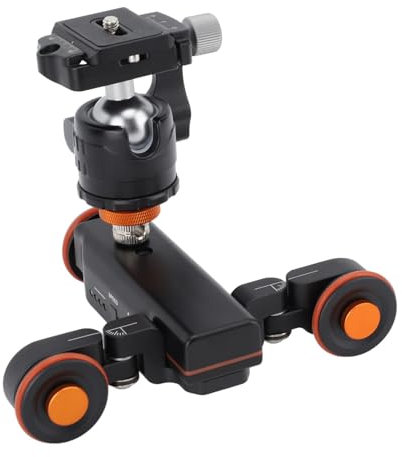 Carrello per Videocamera Wireless a 3 Ruote, Carrello con Binario di Scorrimento Motorizzato a 3 velocità con Telecomando, Testa a Sfera a 360°, per Telefoni con Fotocamera DLSR,