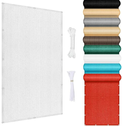 Sonnensegel mit Ösen 80 x 160 cm Rechteckig Schattierungsnetz Sichtschutz 95% Uv-Schut mit Ösen Und Seil für Patio Hinterhof Rasengarte, Weiß