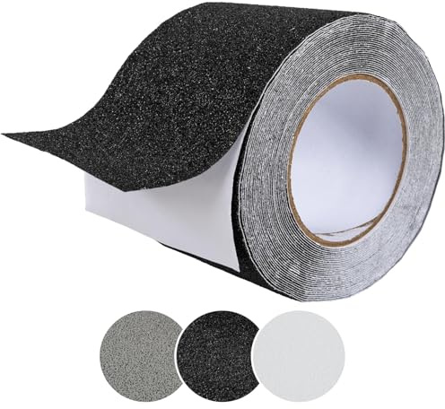 ANRO Halkfria tejpremsor självhäftande halkfria trappor greppband PVC för inomhus- och utomhusbruk rulle svart, 10 cm x 10 m