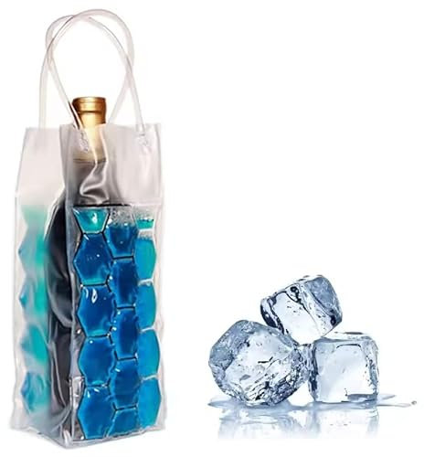 Ice Wine Bag, Wine Chiller, Wine Cooler Refrigerator, Wine Fridge, Wine Bottle Chiller Cooler for Red White Champagne or Sparkling. Gel Cooling Holder Freestanding Carrier Chilling. Set 2, Blue
