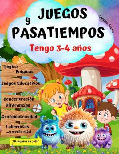 TENGO 3-4 años! Libro de Actividades Preescolar/ Aprender Jugando /Juegos y Pasatiempos para Niños: Fichas Educación Infantil / Cuaderno Ejercicios / ... ,Diferencias, Grafomotricidad, Rompecabezas