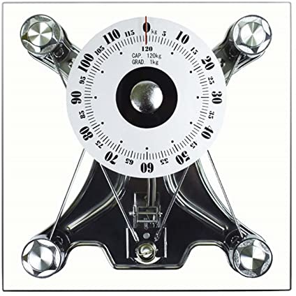 Báscula de baño analógica/báscula de peso mecánica, plataforma de vidrio templado resistente, esfera analógica, fácil de leer, el error se puede ajustar, capacidad de 120 kg, adecuada para el hogar,
