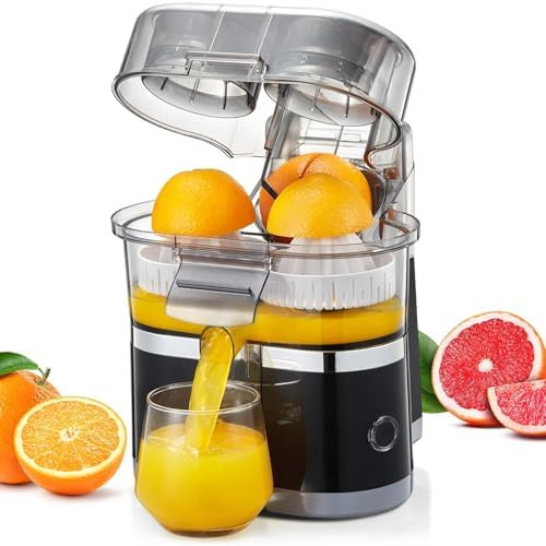 Machine de presse électrique 100W, fabricant de jus d'agrumes jumeaux de 500 ml avec moteur puissant de 18000 tr / min, pièces faciles à nettoyer et à nouveau lave-vaisselle, fabricant de jus d'orange