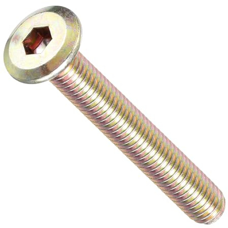 METALLIXITY Viti a Testa Cava Esagonale con Innesto a Brugola (M6-1x45) 10Pz, Viti per Mobili In Acciaio con Innesto Esagonale - per Progetti di Falegnameria, Colore Giallo