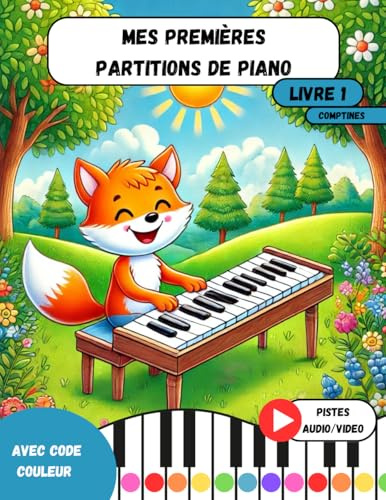 Mes premières partitions de piano: Livre 1, Comptines pour enfants : méthodes simples et faciles pour apprendre le piano aux débutants avec un code couleurs