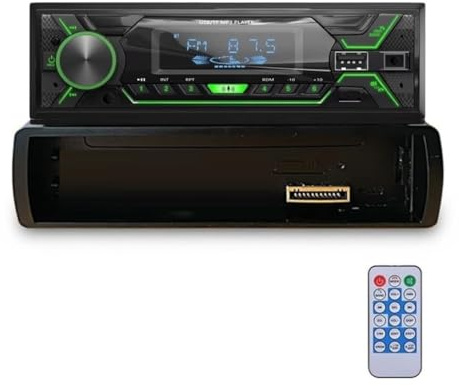 Radio para Coche Quita Frontal Bluetooth 5.0 Autoradio Extraible antirrobo FM 50Wx4 Control de Voz Llamadas Manos Libres Mando a Distancia Radio stéreo USB, TF Soporte iOS y teléfono Android (NO CD)