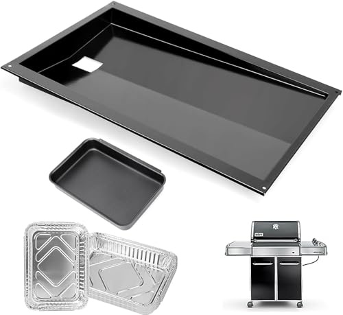 Nordic Bbq Store 67767/67758 - Vassoio per grasso con vaschetta di raccolta e 10 rivestimenti in alluminio per griglie a gas Weber Genesis serie 300 con manopola di controllo laterale (2007-2010