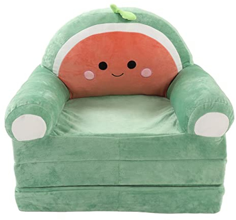 Aoresac Sofá Cama para Niños con Parte Inferior Plegable 2 en 1, con Reposabrazos Ancho para Leer, Jugar y Tomar una Siesta, sofá Plegable para Niños con Dibujos Animados de Felpa Corta, (Verde)