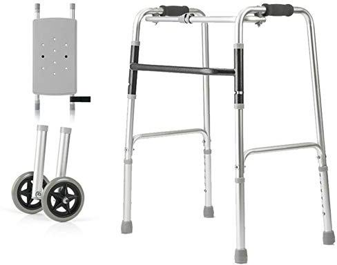 gångram, Fällbar, Gånghjälp, Gångstativ i aluminiumlegering med sittplatta Hjul Justerbar höjd Längtar efter