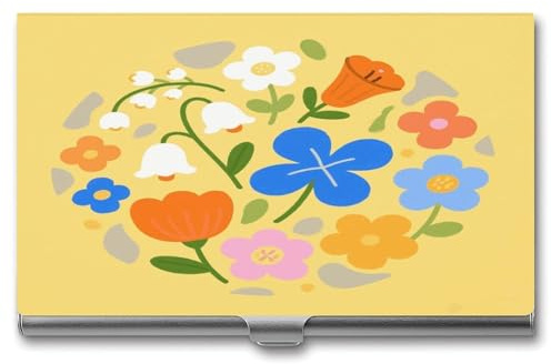 asbwuo Étui Porte-Cartes de Visite de Poche en métal Fin, Motif Floral coloré, pour Femmes et Hommes.
