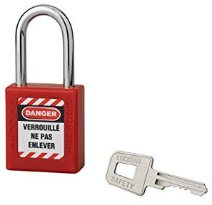 THIRARD - Cadenas de consignation LOTO Lockout Tagout 40 mm anse acier Ø 6 x 38 mm rouge