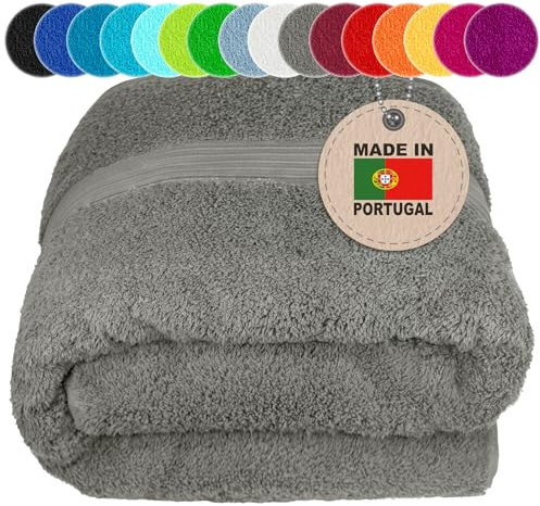 Lashuma Saunahandtuch 100x200 groß aus Baumwolle, Linz Badetuch XXL, Frottee Handtuch in Dunkel Grau für Spa und Strand