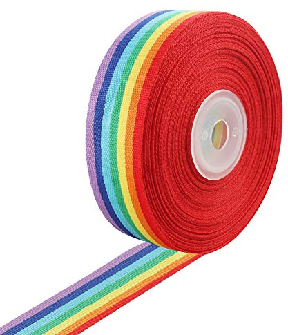 1 Rollo Cinta de Arcoiris, 15m*25mm Cinta Grosgrain Rayas, Cinta de Tela Decorativa para Embalaje de Regalo, Cumpleaños, Fiestas, Decoración de Bodas, Artesanía de Bricoraje y Manualidades