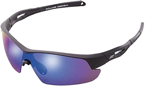 Polars Design, Lunettes de soleil de sport polarisées pour homme et femme - Légères - Protection UV - Monture TR90 - Anti-reflet - Pour la pêche, le cyclisme, la conduite, la course à pied, la
