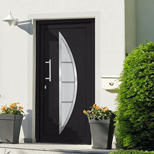vidaXL Porta di Ingresso con Accessori Sicurezza Eleganza Entrata Casa Edifici Soglia Alluminio Rinforzi e Anima in Acciaio Antracite 88x200 cm