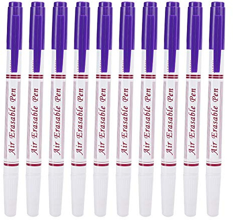 Disappearing Fabric Marker Pens, 10-Pack Double Head Purple, Air Erasable Ink for Sewing