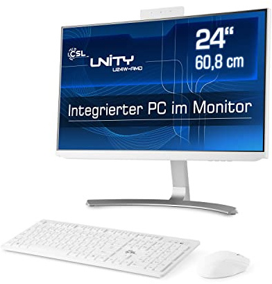 All-in-One-PC CSL Unity U24W-AMD, 60,5 cm (23,8 Zoll, 1920x1080 Full HD) - Leistungsstarker AIO (AMD Ryzen 7 5700G CPU 8x3800 MHz, 2000 GB SSD, 32 GB DDR4-RAM, Windows 11 Pro), weiß
