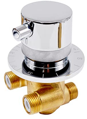 2/3/4/5 Output Brass Thermostatic Shower Faucet Split Type Thermostatic Control Valve for Shower Steam Room Shower Colum Panel, Brass Cartridge, G1/2 Water Mixing Valve (Thermostatic Valve)