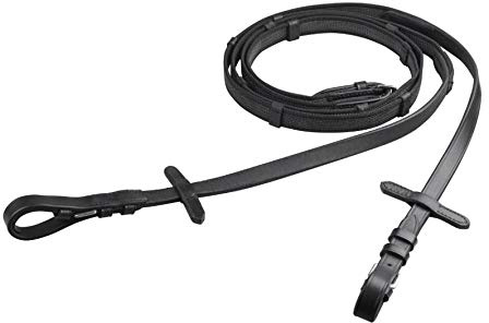 Redini per cavalli Ponys START SuperGrip, resistenti e gommate per cavalli, con tappo, rebrine in gomma con barre, in materiale di cinghia in gomma antiscivolo, spessore 19 mm (zero, nero)