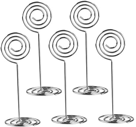 STOBOK Soporte Metálico 12 Piezas decoración escritorio sujeta papeles soportes base en espiral números mesa para la recepción la boda clips fotos metal titular la foto modelado menú