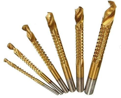 Treki 6pcs Broca de Sierra en Espiral HSS de Acero de Alta Velocidad 3-8 mm y Sierra Bit Set Titanio Recubierto Herramientas de Carpintería para Madera y Metal