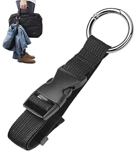 Cinghia per bagagli per borsa, supporto per giacca regolabile per bagagli, gancio ad anello, resistente cinghia con clip per il trasporto con anello per tenere zaini borse
