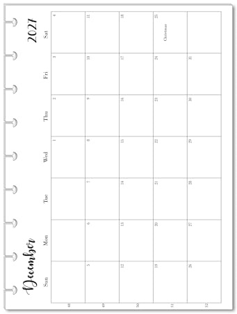 2027 Monthly Refills for 9-Disc Classic Size Planners, Monthly Calendar for Medium Planners FeroniArt Inserts Compatible with Happy Planner ARC and TUL (9-Disc)