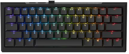 Ducky One X Mini Wireless 60% Inductive Keyboard: Tri-Mode, Rapid Trigger, Linear Inductive Switches, Gasket-Mount Quack Mechanics+ 7-Layer Dampening, High-Density PBT Doubleshot Keycaps, US, Black