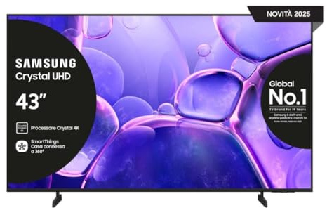 Samsung Crystal UHD 4K Smart TV 43'' UE43U8090FUXZT, Crystal 4K Processor, HDR, Smart Experience, OTS Lite & Adaptive Sound, Metal Stream Design, 2025