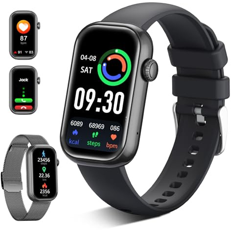 LIGE Stekklocka för män och kvinnor, 1,47 tum, HD smart klocka, herr, dam, med pulsmätare, sömnspårning/SpO2, 24 sportlägen, IP68 vattentät Smartwatch för Android iOS, svart