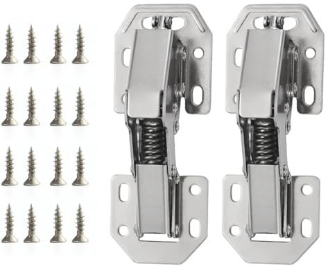 Soft Close Hidden Cabinet Hinges Surface Mount Self Closing Kitchen Cabinet Door Hinges, No Pre-Drilled Holes, Heavy Duty Concealed Cabinet Hinge (2pcs)
