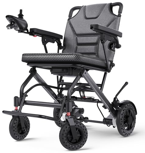 VERPAL 35lbs Lightweight Electric Wheelchair, Foldable Electric Wheelchair for Adults, Seniors, 360W Dual Motor Power Wheelchair 20 Miles for Travel, Park Hospital, 330 lbs Capacity-12Ah 18.5 Seat