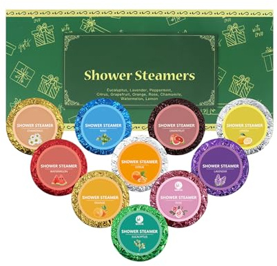 Shower Steamers Aromatherapy, Self Care Gift Set with 10PCS Unique Scented Shower Bombs, Shower Steamers for Women Gifts, Shower Fizzies for Bathroom Relaxing and Moisturizing Spa