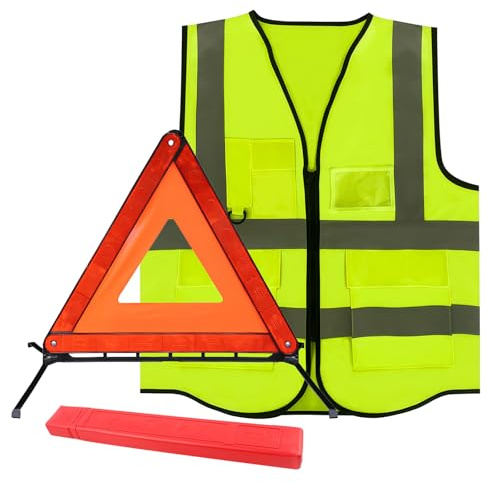 HIAHXC 2en1 Triangle de Signalisation et Gilet Jaune pour Voiture