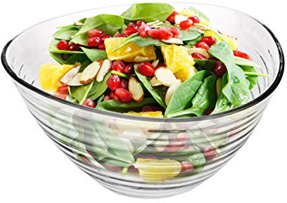 PLATINUX Ensaladera de cristal para frutas, cuenco triangular, 2 L, cuenco de cristal, cuenco para servir, grande XXL, cuenco de postre
