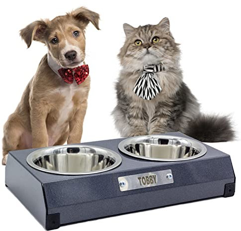 FINCA CASAREJO - Comedero Personalizado para Perros y Gatos - Antideslizante - Dos Cuencos de 0.9L