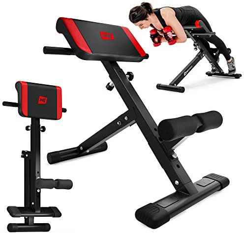 Hop-Sport Hyperextensions Bauch- & Rückentrainer, Klappbarer Bauchmuskeltrainer für Zuhause, Verstellbare Fitnessgeräte für Effektives Krafttraining, 120 kg Max. Belastbarkeit