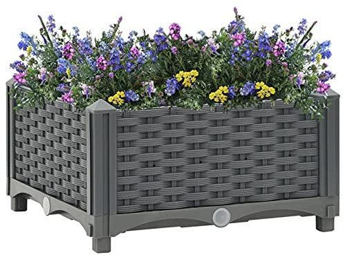 Mogou Hochbeet, Pflanzkübel, Kräuterbeet, Hochbeete-kit, Pflanztrog, Vertikalbeet, Pflanzgefäße, Pflanzencontainer, 40x40x23 cm Polypropylen
