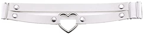 JIHUOO Giarrettiere da donna in pelle PU con cuore regolabile cintura cintura elastica per coscia giarrettiera punk sexy anello gamba Cosplay accessori per costume da donna bianco