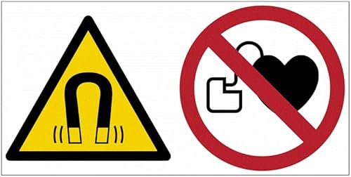 Campo magnetico, divieto portatori pacemaker - CARTELLO SEGNALETICO ISO 7010 in Adesivo Resistente, Pannello in Forex o Pannello In Alluminio (ADESIVO 10X15 CM)