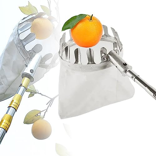 NOGRAX Obstpflücker-Werkzeug, 5 m (16 Fuß) Obstpflück-Erntemaschine, ausziehbare Teleskopstange und Rutschfester Griff, Obstsammler für die Ernte von Äpfeln, Birnen, Zitronen und Orangen 5m